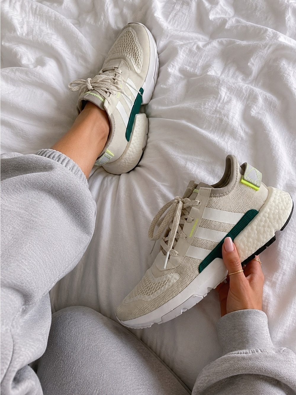 Adidas POD-S3.1 Women’s Sneakers Raw White Cream Green Boost Size 8